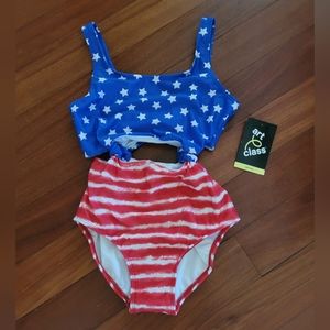 NWT New Target Art Class stars stripes American Flag swimsuit girls size medium